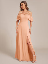 Cold Shoulder Sweetheart Chiffon Bridesmaid Dress with Slit